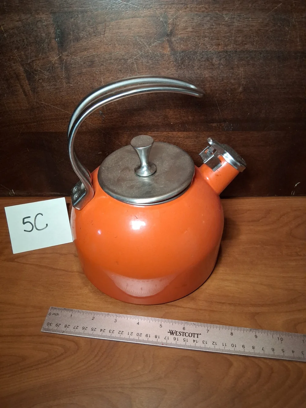 kate spade Orange Enamel Whistling Tea Kettle with Stainless Accents